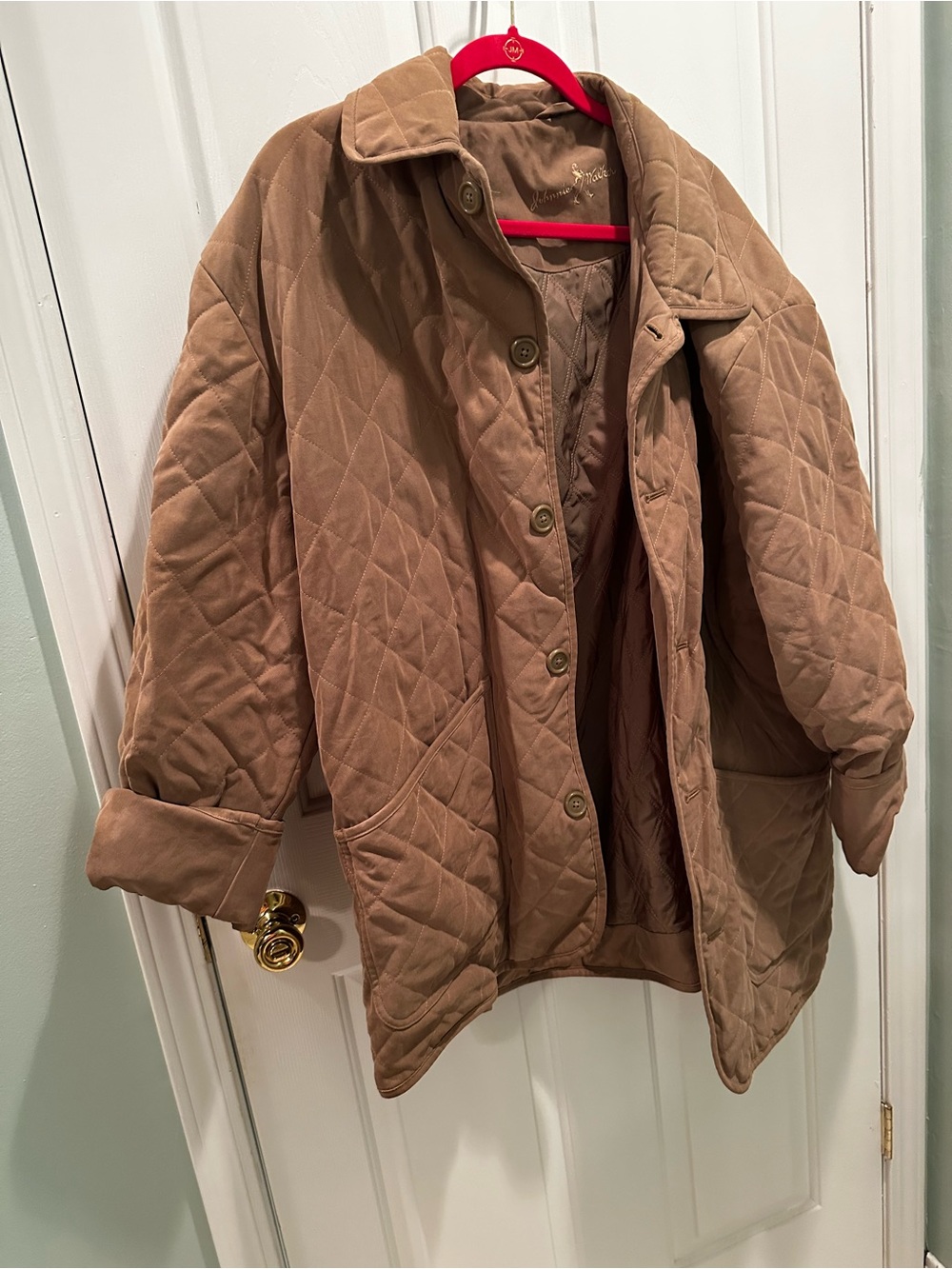 Johnnie Walker Quilted Brown Women's Barn Jacket with Button Closure
